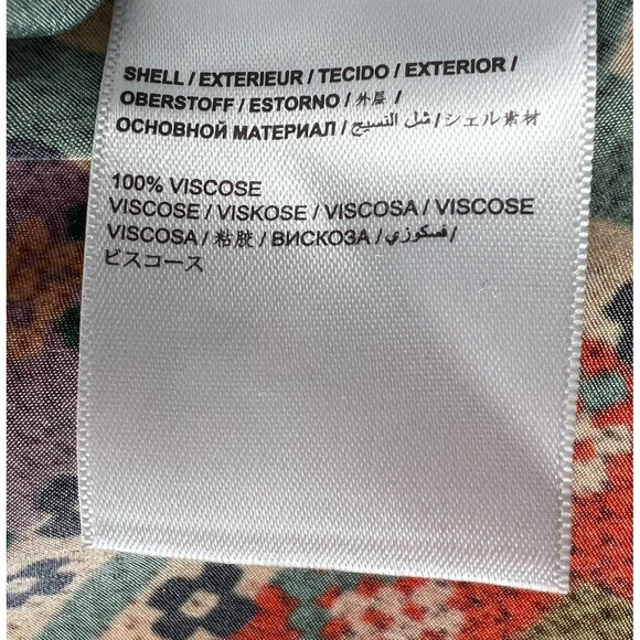 Farm Rio x Anthropologie Blouse Shirt Womens L Button Up BOHO Animals Novelty - Picture 9 of 9